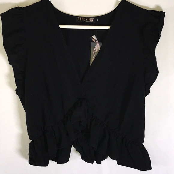 Fancyinn Elegant Black Ruffle Blouse - Picture 3 of 5